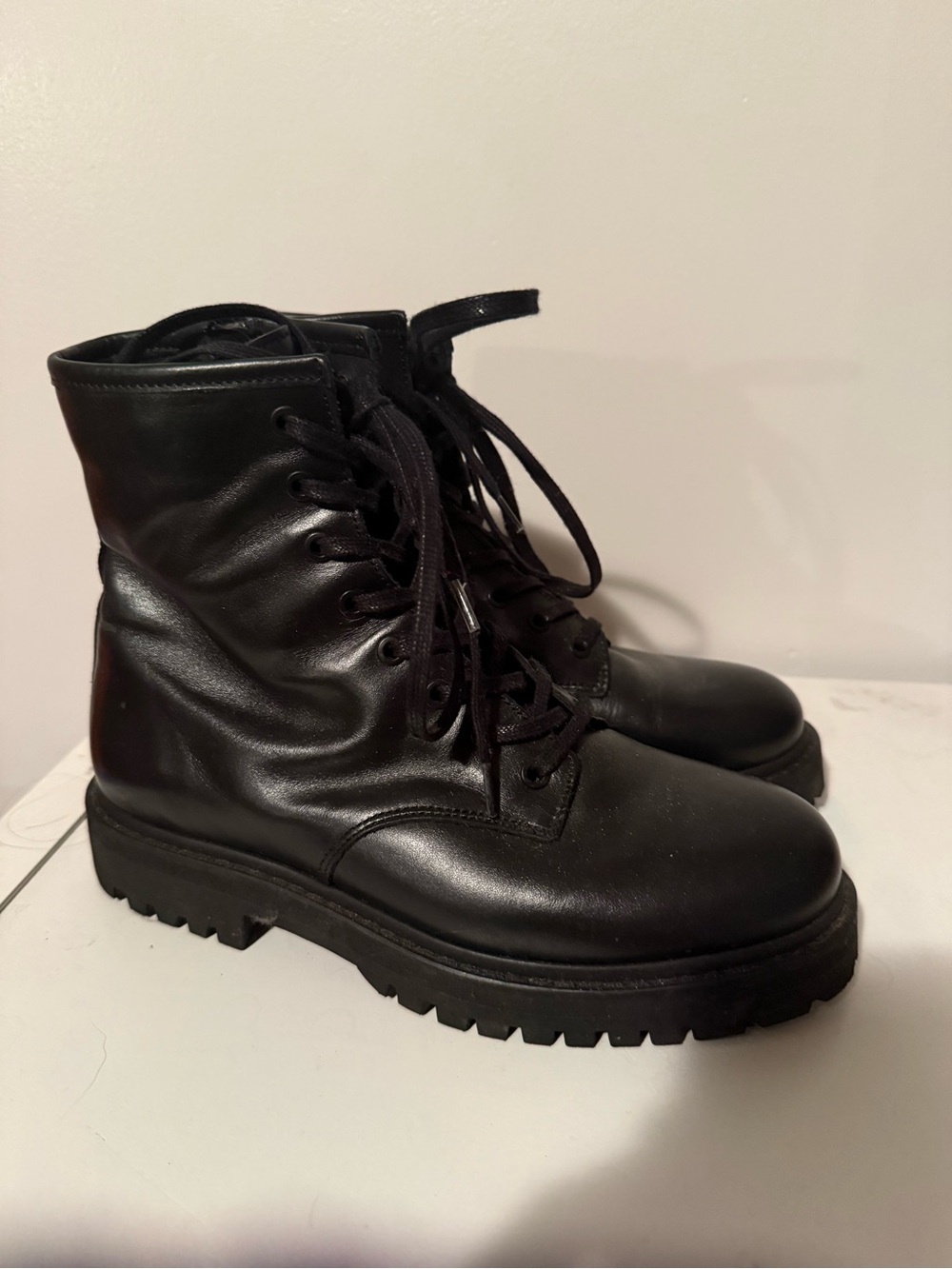 Thursday Boot Company Women's Black Leather Combat Boots - Picture 2 of 2